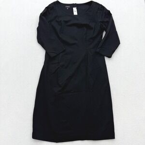 Talbots Womens Size 8 Black Long Sleeve Sheath Dress Knee Length Career Business